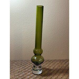 Waterford Crystal Marquis Green Merengue Vase 17" Olive Avocado